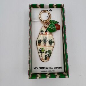 Piper K Keychain Bag Charm Gold Tone Plants Shelf Enamel Plant Lover
